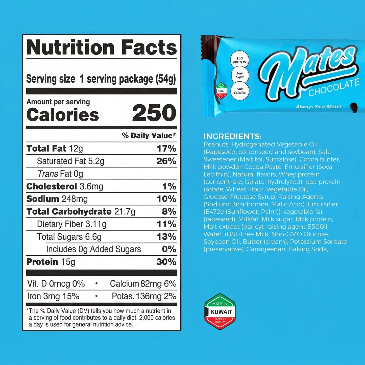 MATES Peanut Butter Protein Bar (54g*12pcs)